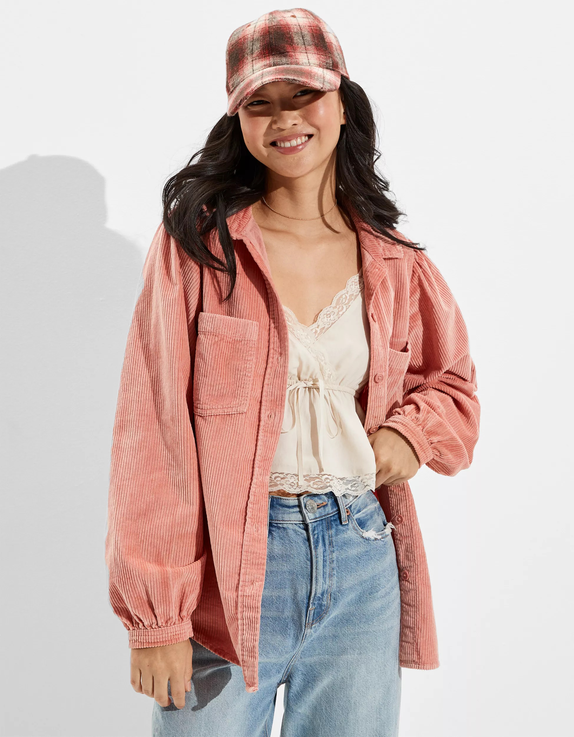 AE Oversized Corduroy Button-Up Shirt | American Eagle Outfitters (US & CA)