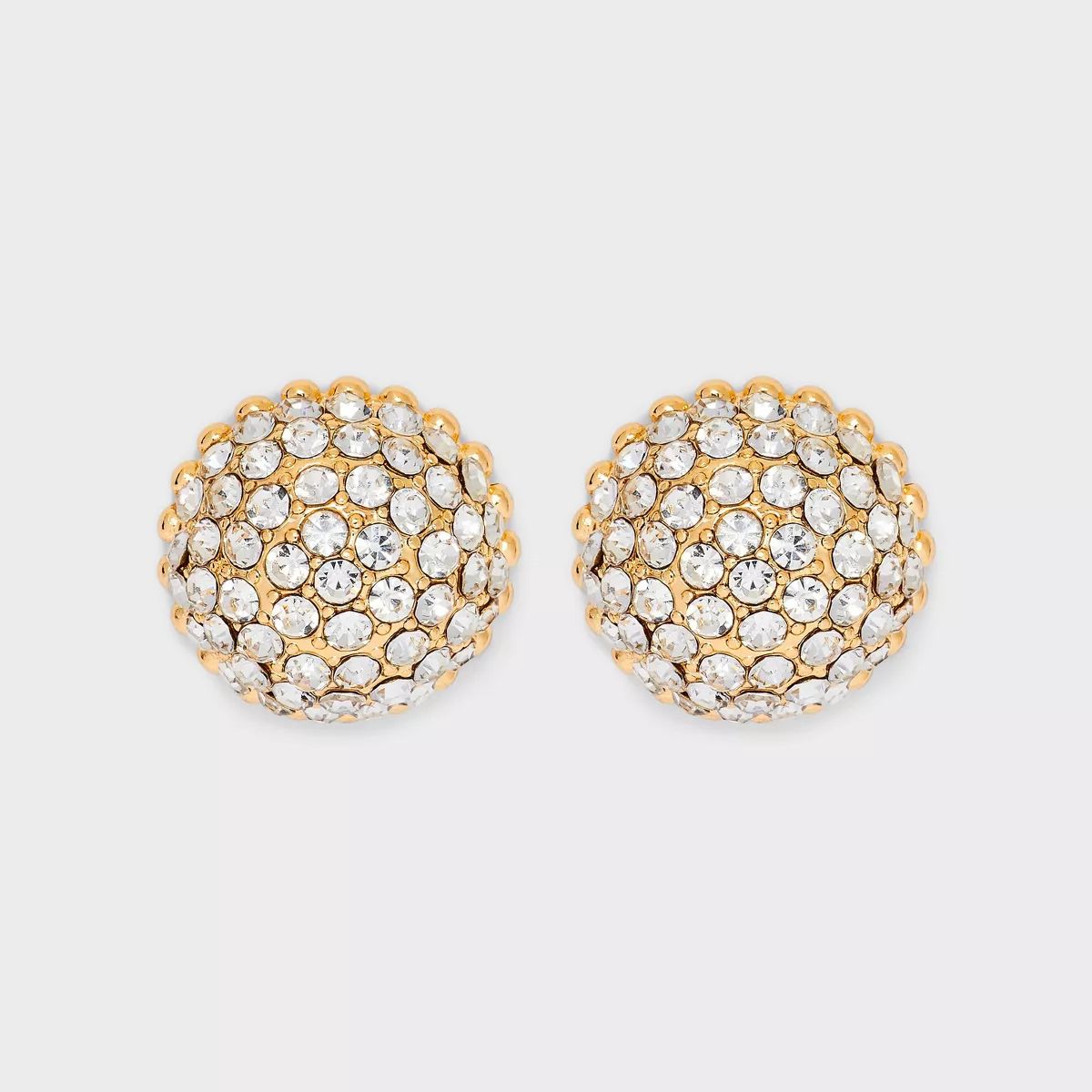 Domed with Clear Stones Stud Earrings - A New Day™ Gold | Target