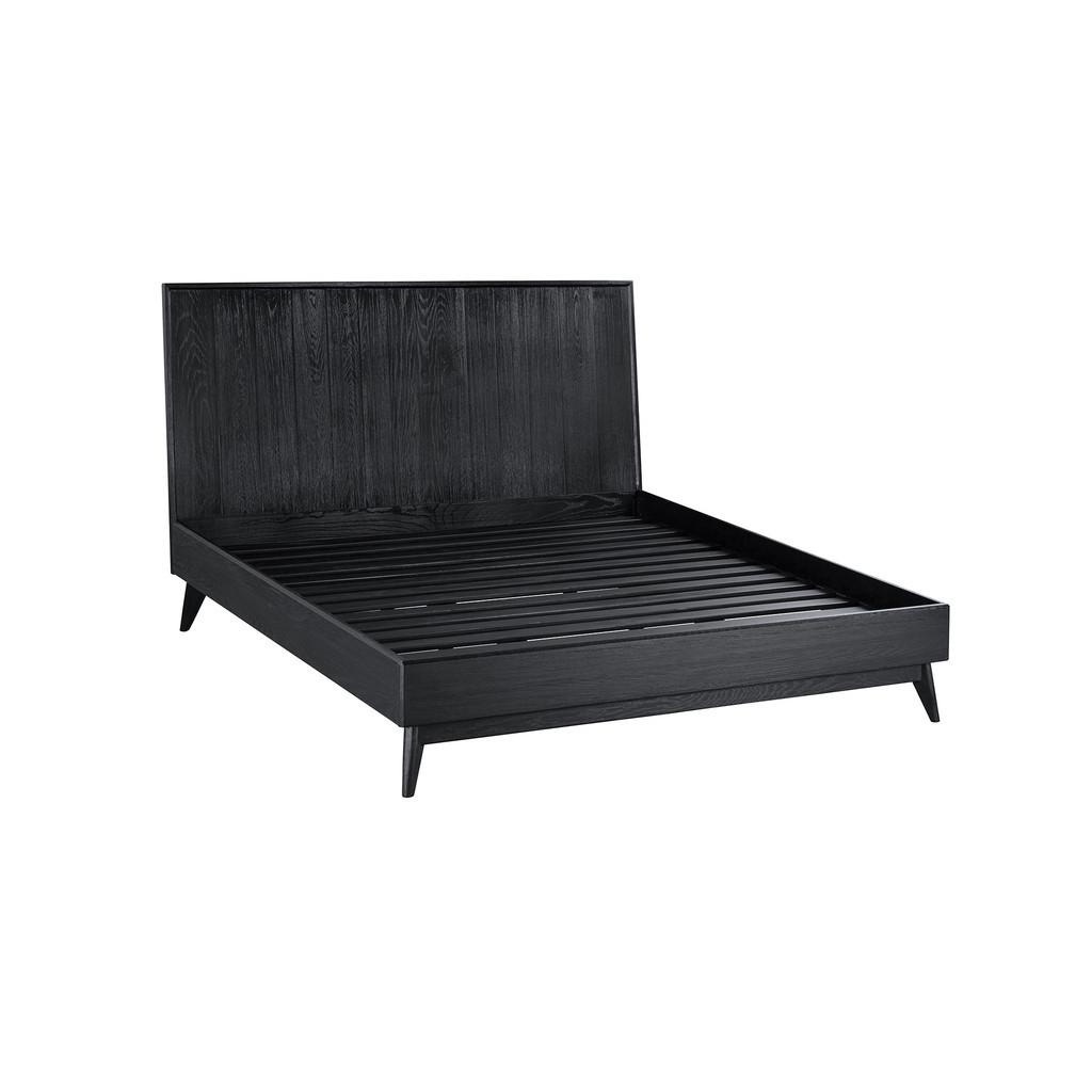 Carnaby Queen Platform Bed Frame In Black Brushed Oak Wood | 1stopbedrooms