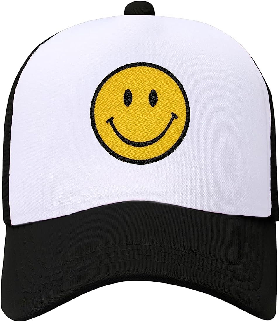lycycse Smile Face Trucker Hat Retro Mesh Baseball Cap with Smile Patch Foam Neon High Crown Y2K ... | Amazon (US)