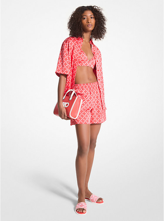 Empire Logo Print Satin Shorts | Michael Kors US