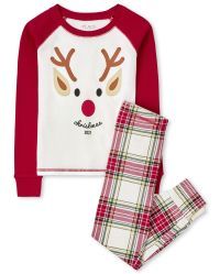 Unisex Kids Christmas Long Sleeve Reindeer Snug Fit Cotton Pajamas | The Children's Place | The Children's Place