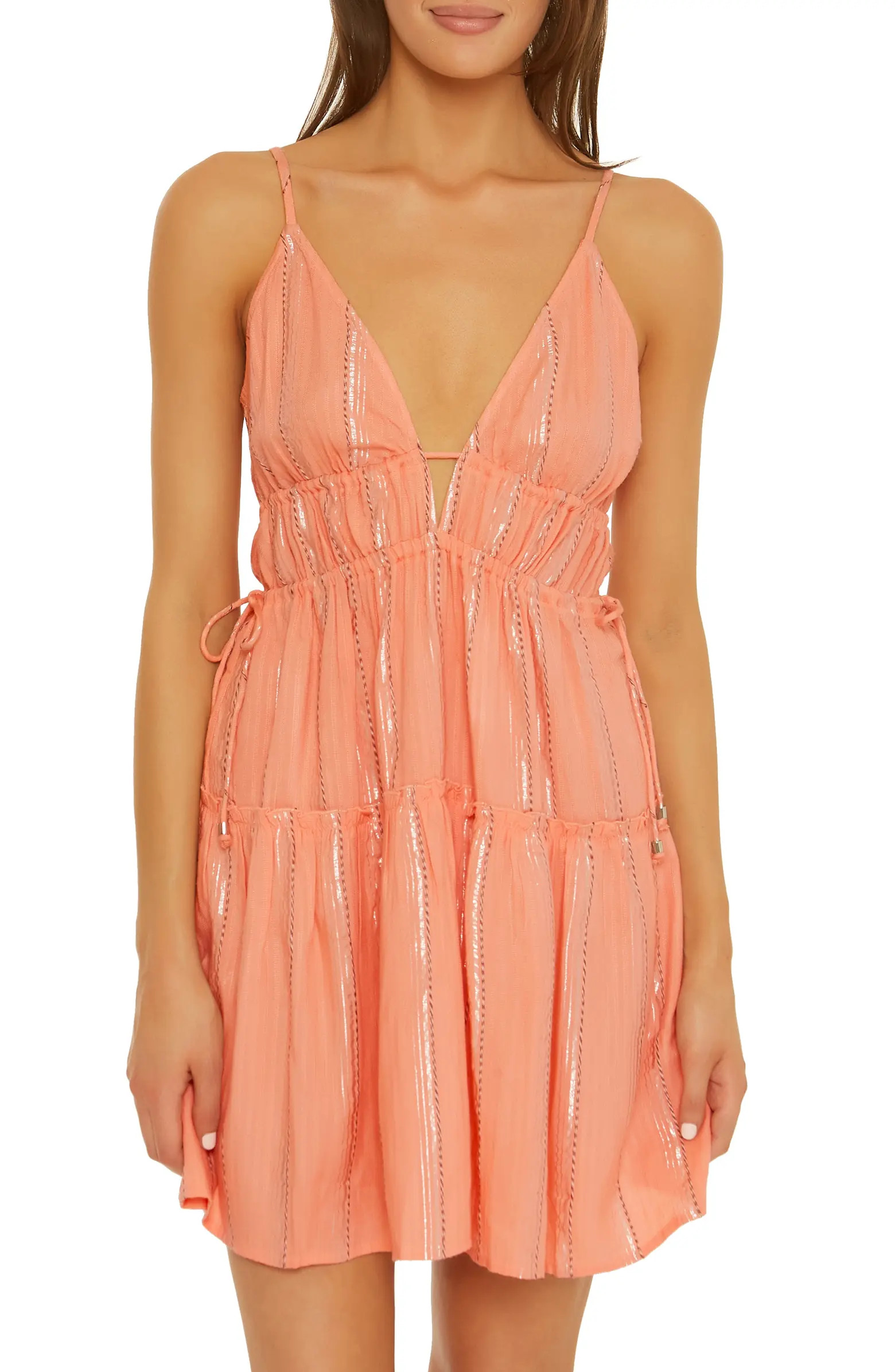 Jubilee Metallic Stripe Cover-Up Minidress | Nordstrom