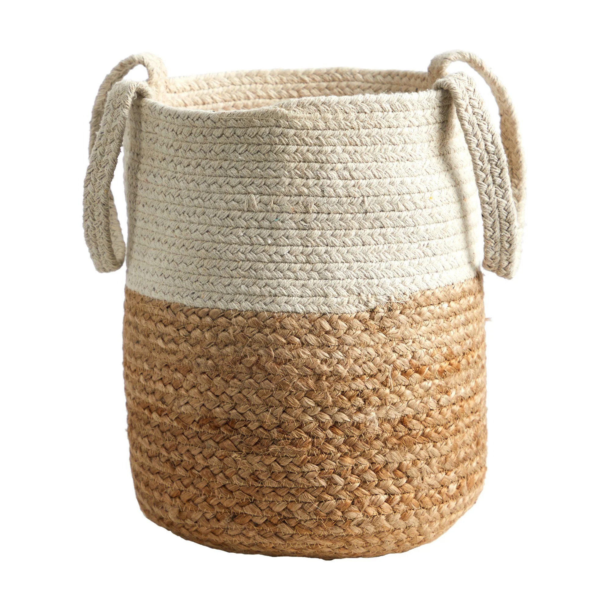 12.5” Handmade Natural Jute and Cotton Planter | Nearly Natural | Nearly Natural