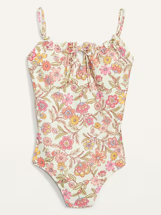 Gathered Keyhole One-Piece Swimsuit for Women | Old Navy (US)