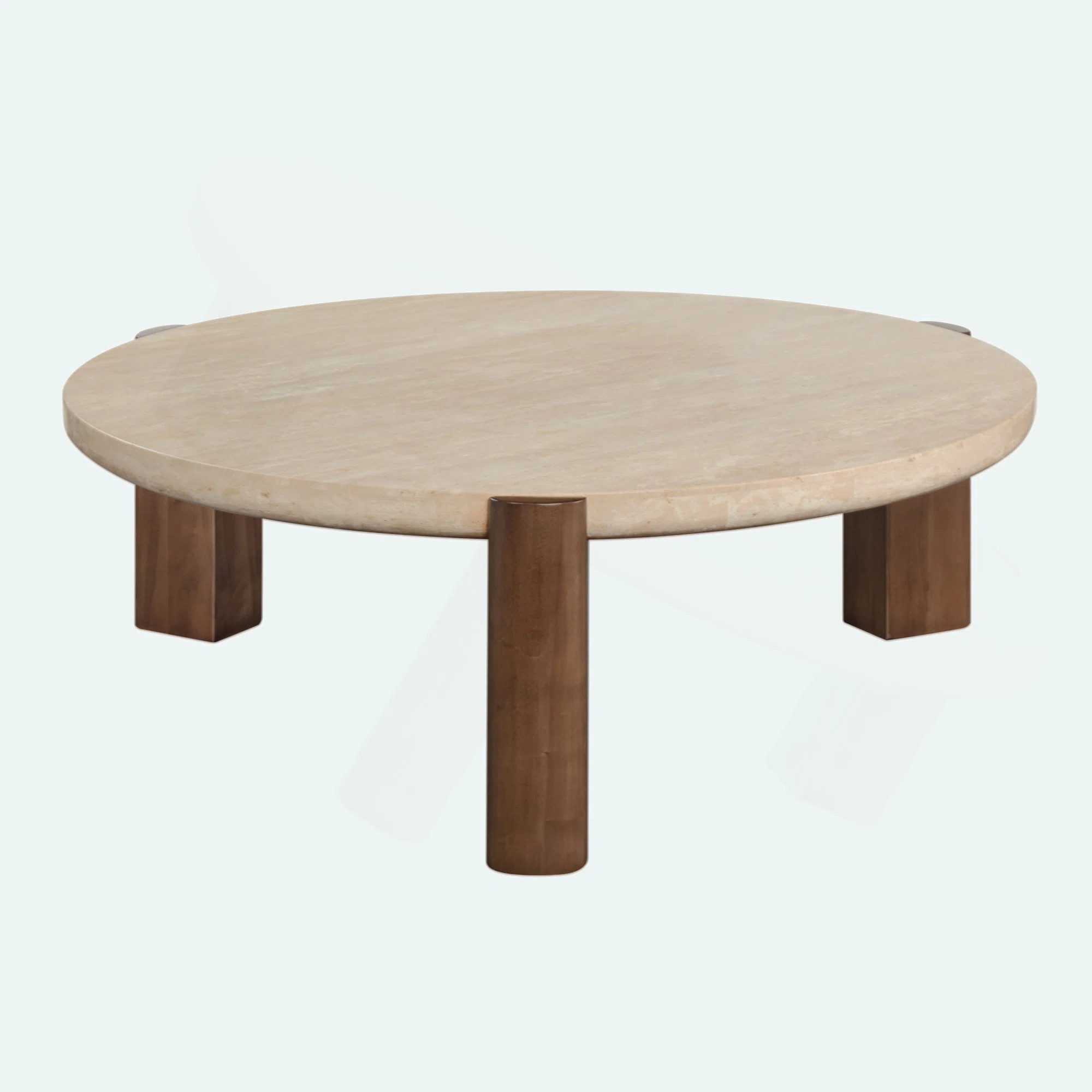 Leonardo Travertine Top & Dark Oak Coffee Table | Wayfair North America
