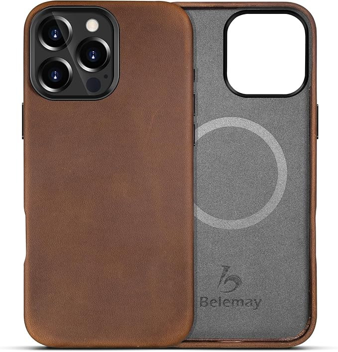Belemay Compatible with iPhone 16 Pro Leather Case, Compatible with Magsafe, Premium Crazy Horse ... | Amazon (US)