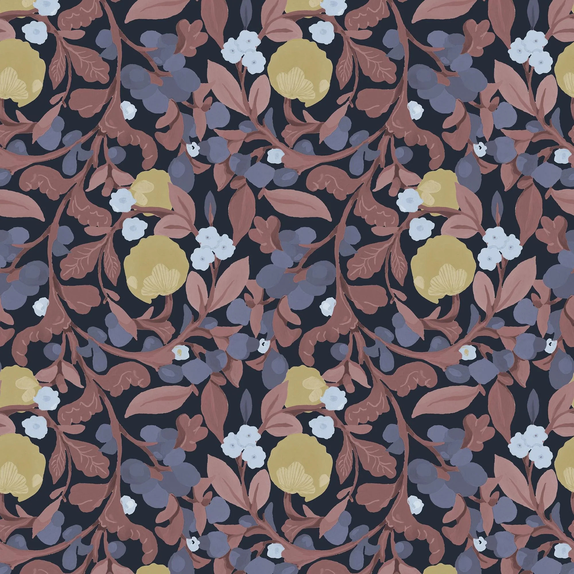 Budding Grove - Midnight Garden Floral Wallpaper | Mitchell Black