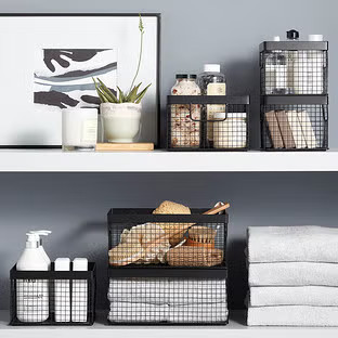 Design Ideas Small Wire Grid Bin Black | The Container Store