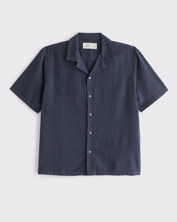 Camp Collar Summer Linen-Blend Shirt | Abercrombie & Fitch (US)