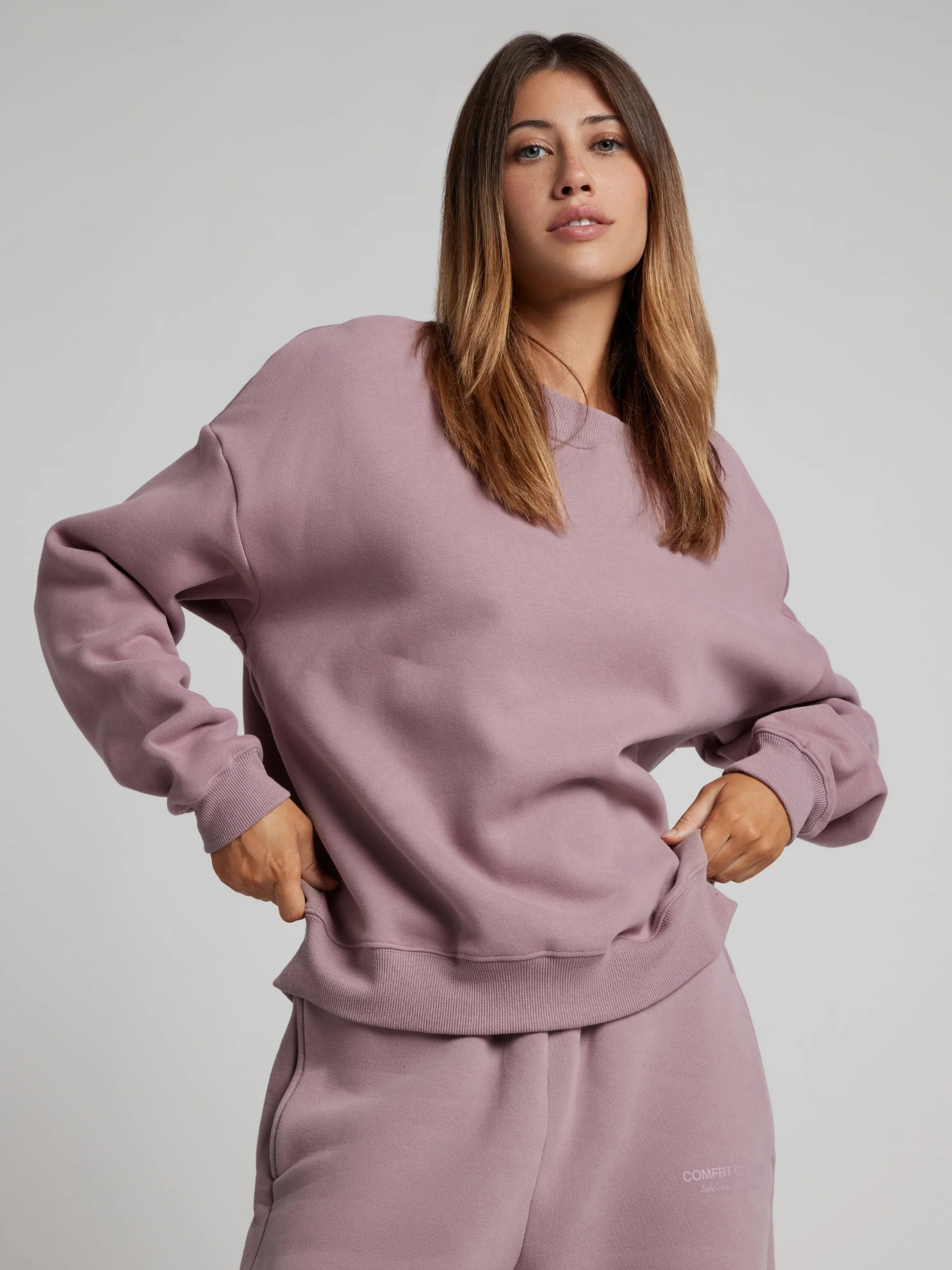 Comfrt Basic Crop Crew Sweatshirt | Orchid | Light Purple | 3X | Comfrt