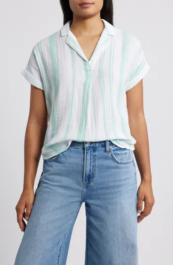 Arin Stripe Short Sleeve Cotton Shirt | Nordstrom