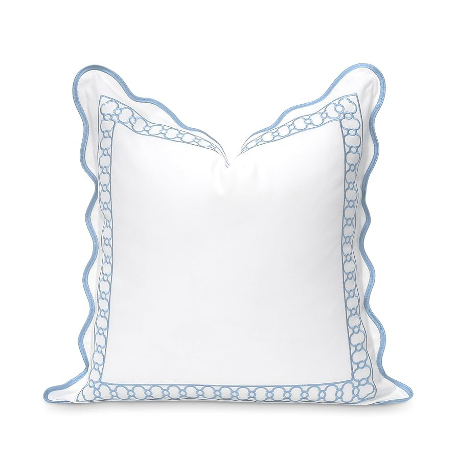 Hofdeco Premium Coastal Patio Indoor Outdoor Scalloped Throw Pillow Cover Only, 20"x20" Water Rep... | Amazon (US)