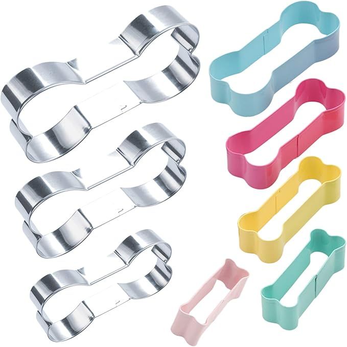 Dog Bone Cookie Cutters Set of 8 Dog Bone Biscuit Cookie Cutter, Stainless Steel, Different Size ... | Amazon (US)