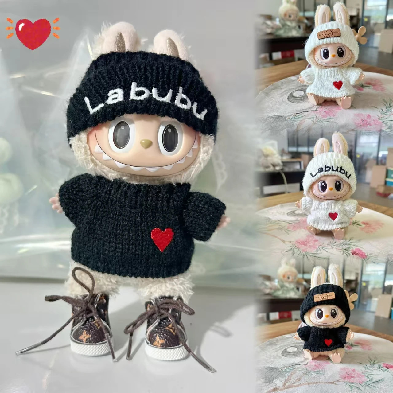 17cm Labubu Dolls Clothing The Monster Outfit Accessories For Sitting Party Labubu Letter Hat Lov... | AliExpress (US)
