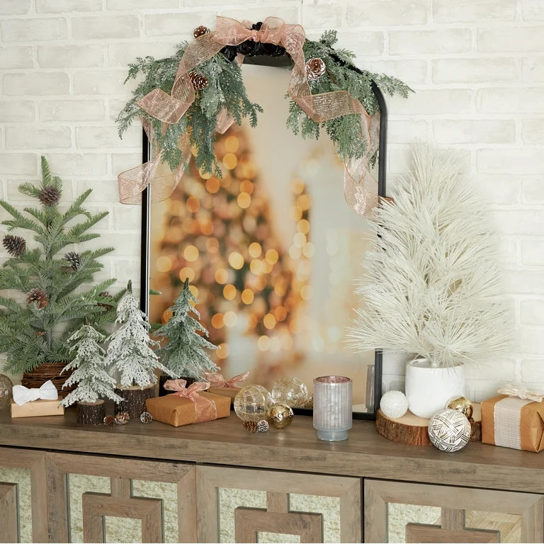 My Texas House Flocked Downswept Pine Tree Decoration, Green 13 in | Walmart (US)
