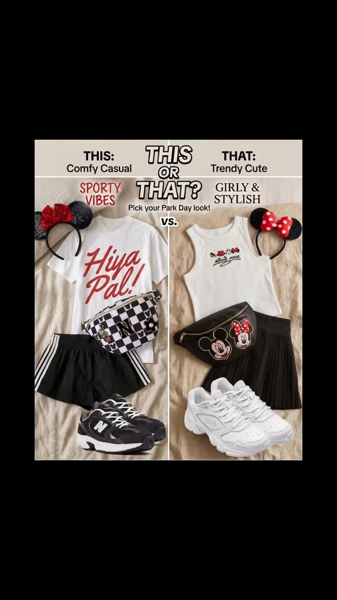Don’t ask me to pick a favorite because it’s impossible. 

I’m such a sucker for a sporty flat lay with chunky sneakers, but the other outfit is giving such an aesthetic, girly mood that I’m also here for. They’re both so perfect for a park day!

If you had to choose one for your next Disney trip, which way are you leaning?

#LTKSaleAlert #LTKTravel