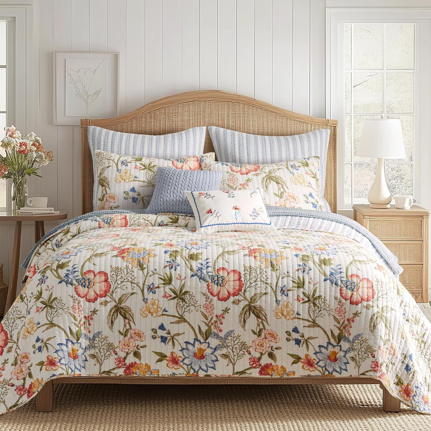 Levtex Home - Maileen Quilt Set - King Quilt and Two King Shams - Floral - Bright Multi Color - Q... | Amazon (US)