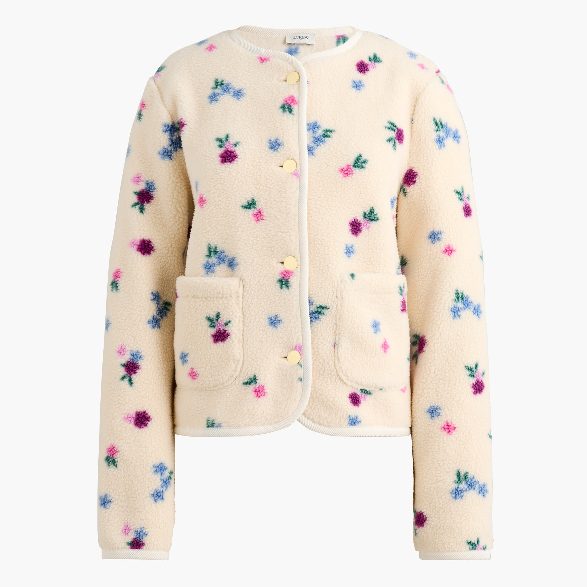 Floral-print Sherpa jacket | J.Crew Factory