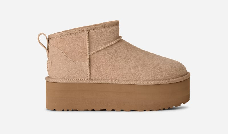 UGG® Women's Classic Ultra Mini Platform Suede Classic Boots in Sand, Size 12 | UGG (US)
