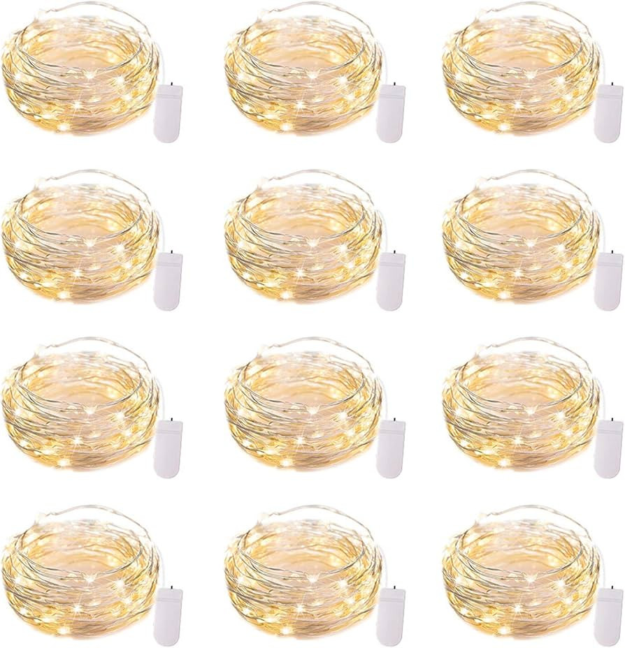 Brightown 12 Pack Led Fairy Lights Battery Operated String Lights Waterproof Silver Wire 7 Feet 2... | Amazon (US)