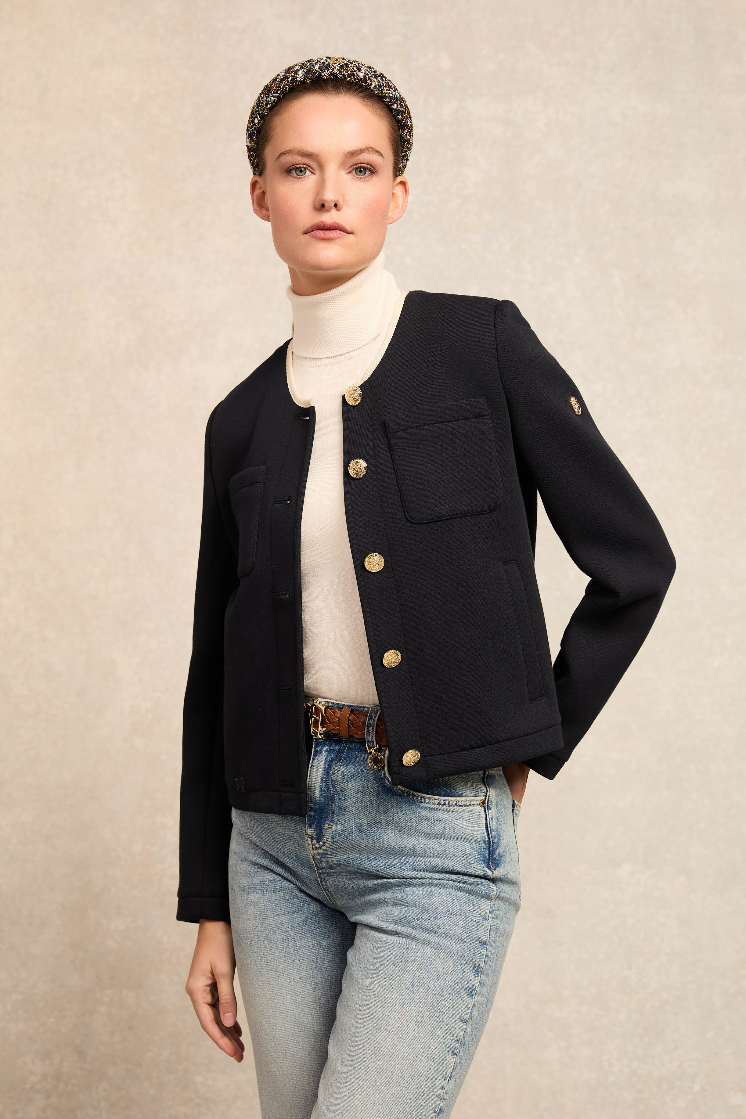 Chloe Jersey Jacket (Ink Navy) | Holland Cooper