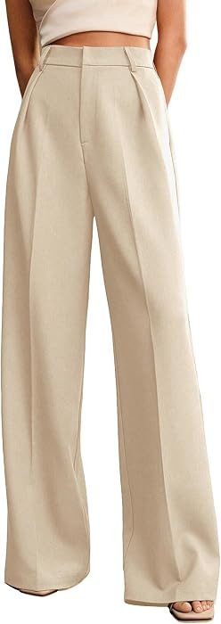 Women Wide Leg Dress Pants 2026 High Waist Business Casual Palazzo Pants Work Slacks Trousers wit... | Amazon (US)