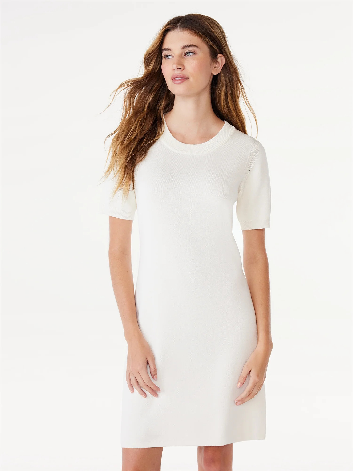 Free Assembly Women's Mini Sweater Dress with Short Sleeves, Sizes XS-XXL - Walmart.com | Walmart (US)