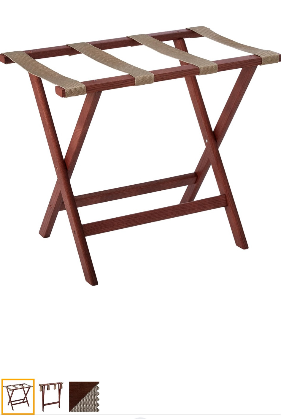 Luggage rack in Mahogany with tan straps to elevate our guest bedroom 🤎🪵 

#LTKHome #LTKStyleTip #LTKFindsUnder100