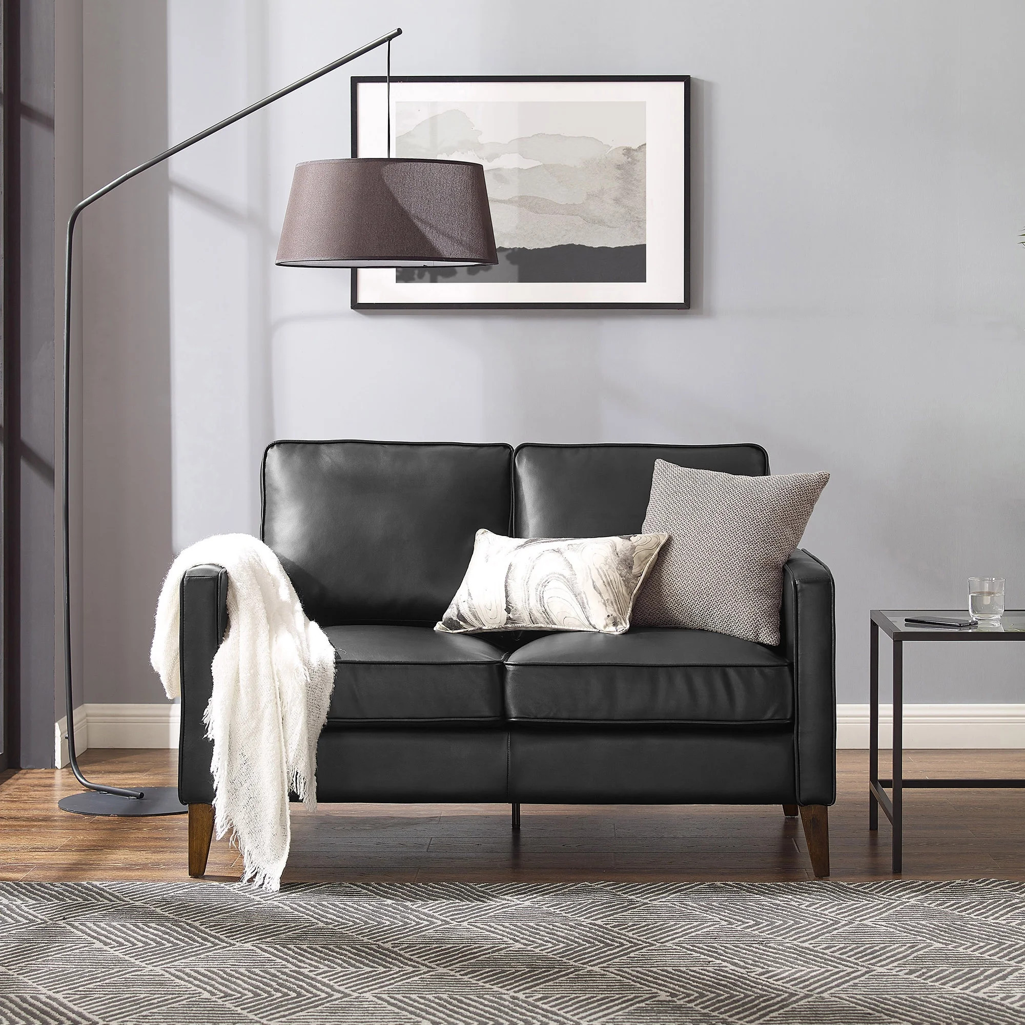 Jianna Faux Leather Loveseat, Black - Walmart.com | Walmart (US)