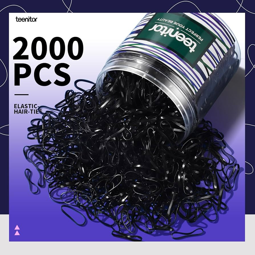 Teenitor 2000pcs Black Hair Rubber Bands Soft Elastic Hair Ties for Kids Girls Hair Braids | Amazon (US)