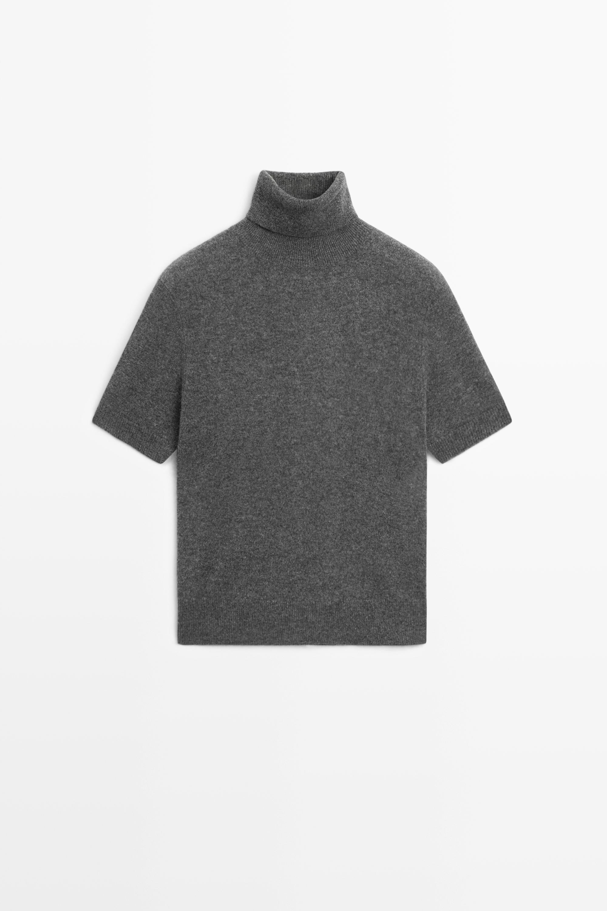Short sleeve turtleneck knit sweater | Massimo Dutti UK