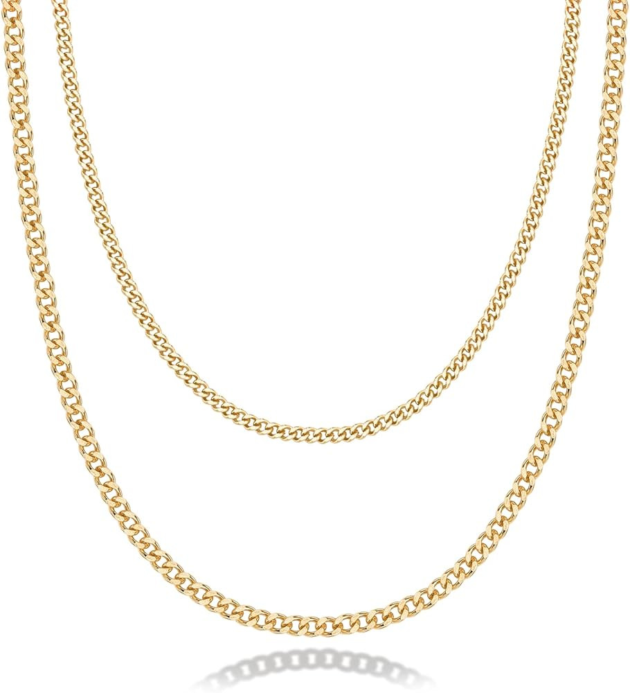 PAVOI 14K Gold Plated Dainty Layering Necklaces for Women | Snake Chain, Curb Link, Paperclip Layere | Amazon (US)