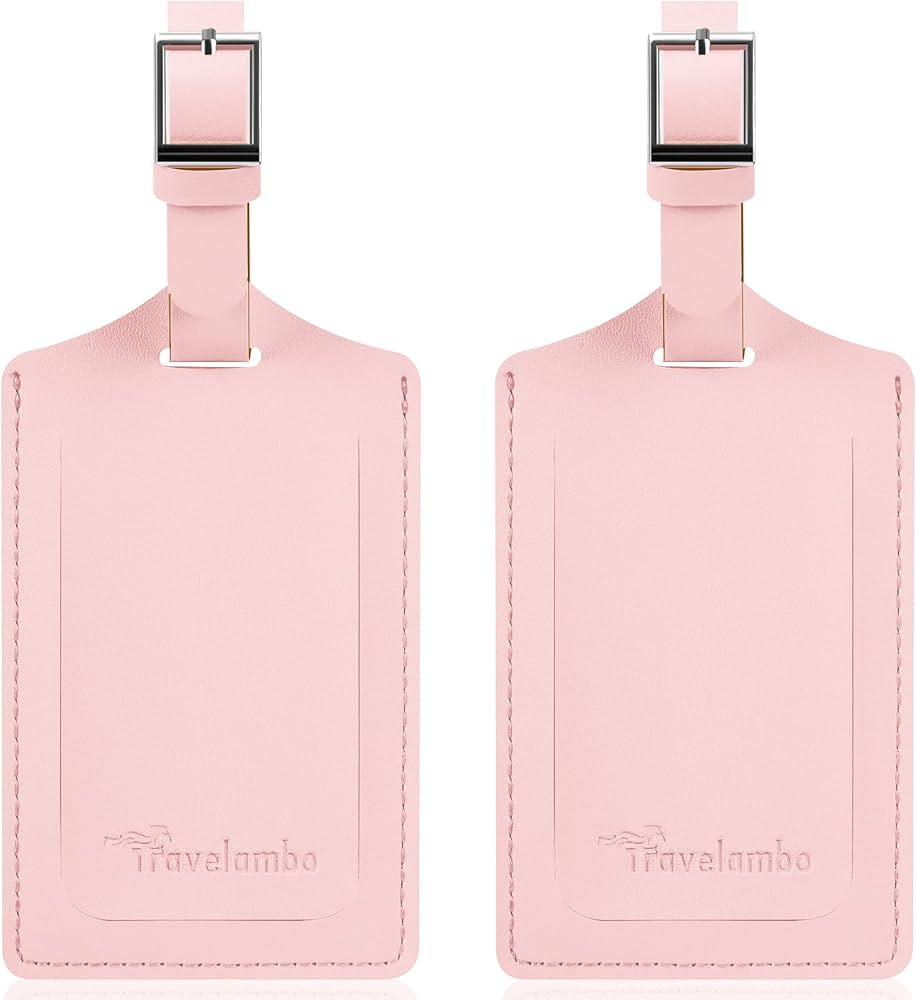 Travelambo Luggage Tags for Suitcases Faux Leather Privacy Protection 2 Pack Bag Tags Travel Acce... | Amazon (US)