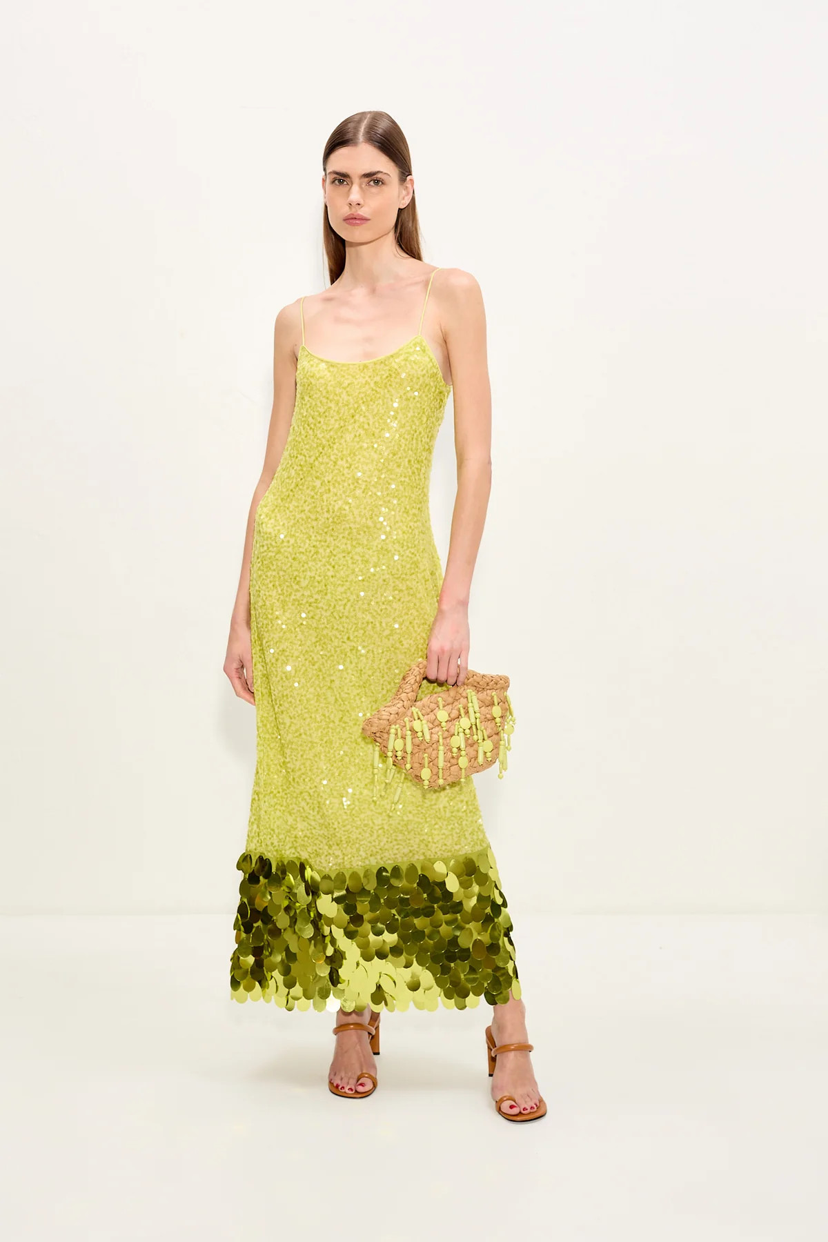 Beaded Shelly Bag in Natural/Lime | Simon Miller