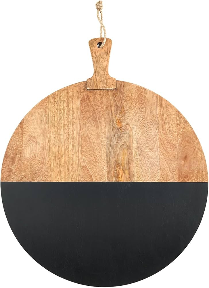 Mud Pie Large Round Wooden Serving Board, Black, 24" x 20" | Amazon (US)