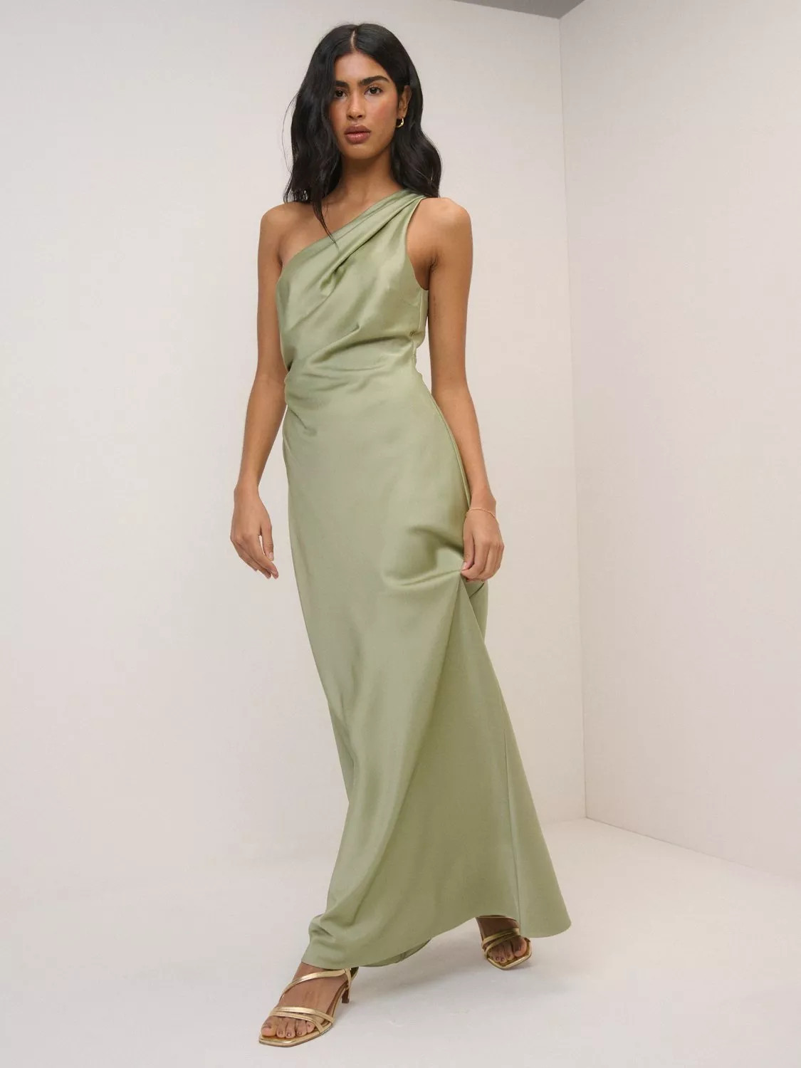 Nobody's Child Bridesmaids Sloane Midi Dress containing LENZING™ ECOVERO™ Viscose, Sage | John Lewis (UK)