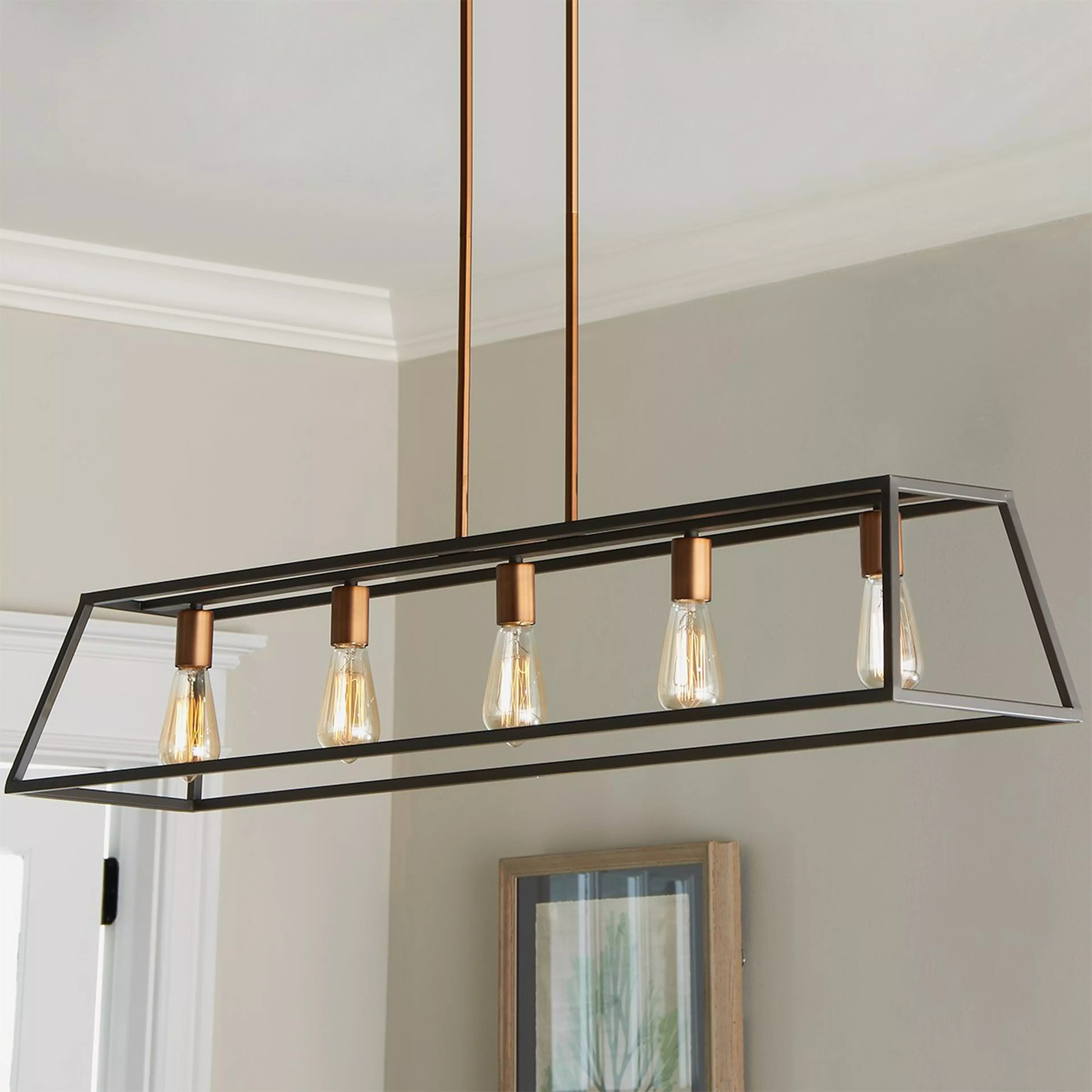 Sleek Minimalist Island Chandelier - 5 Light | Shades of Light
