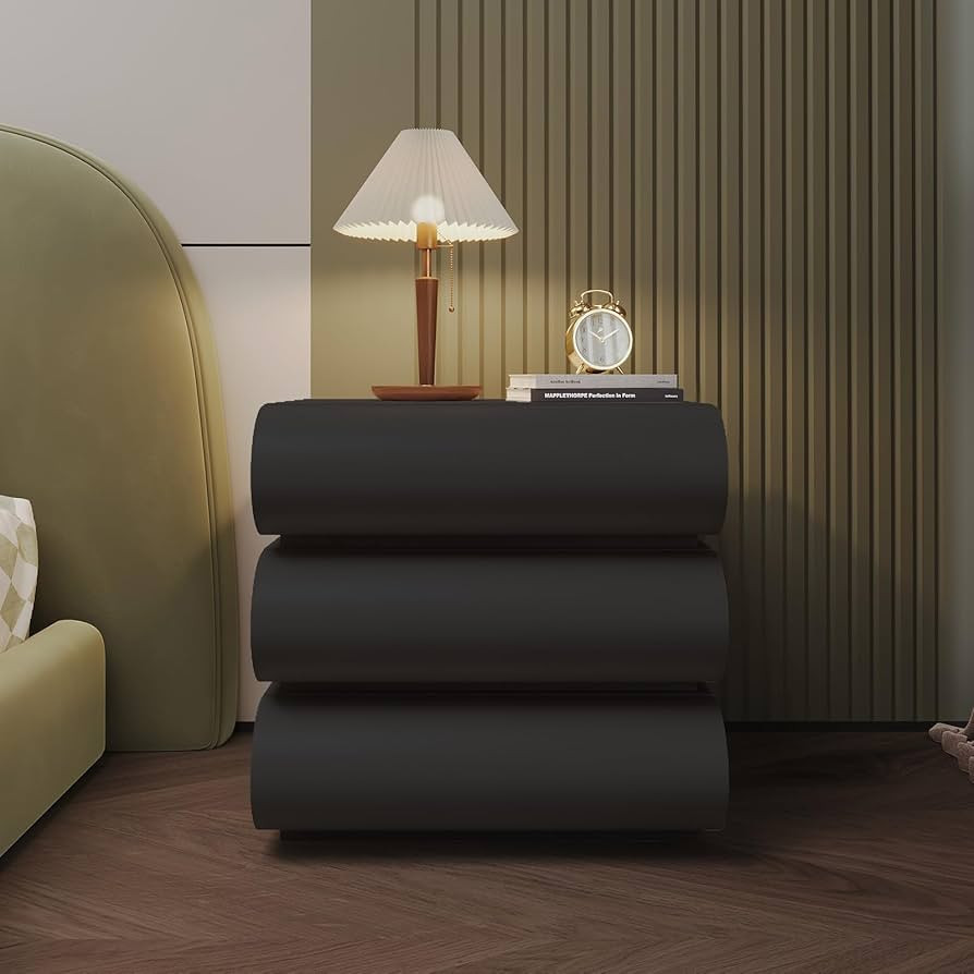 Nightstand with 3 Drawer, Bedside Table with Microfibre Leather, Fashion Night Stand for Bedroom/... | Amazon (US)