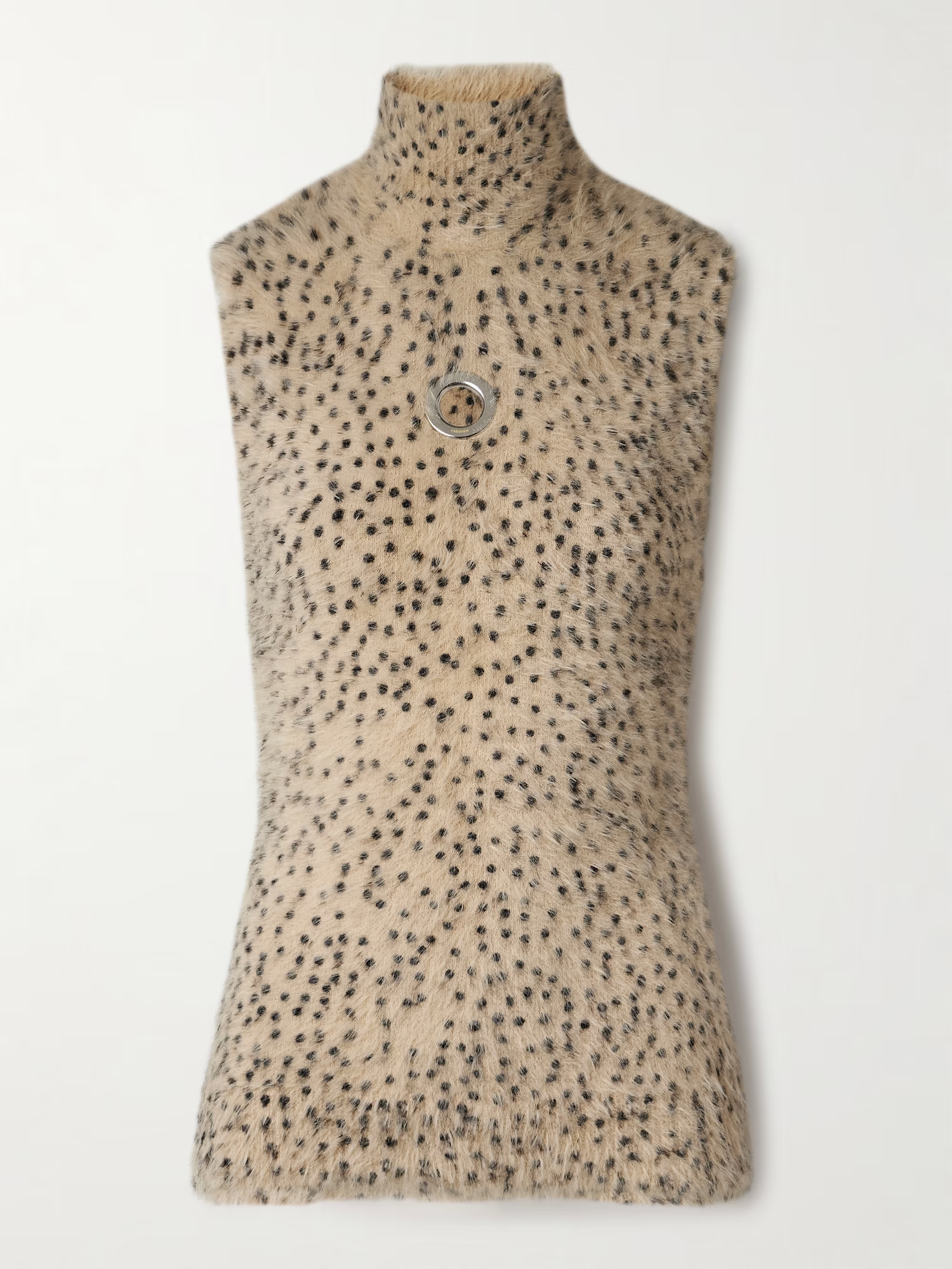 Embellished brushed cheetah-print stretch-knit turtleneck tank | NET-A-PORTER (US)