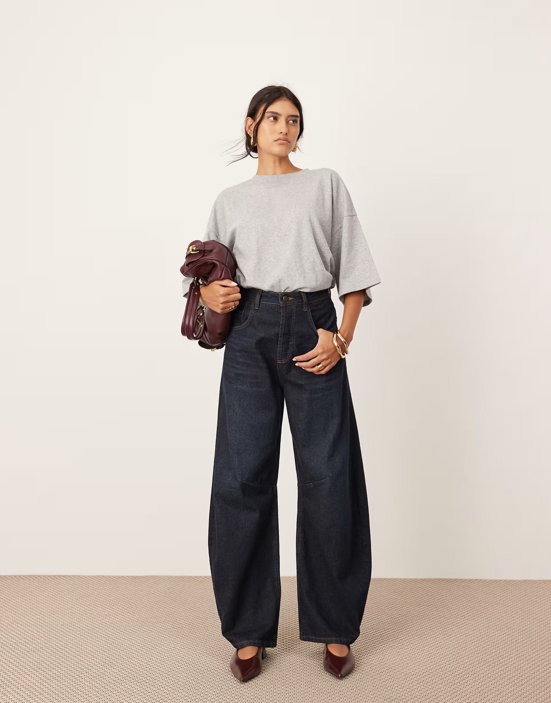 ASOS EDITION Sydney denim barrel leg high waist jean in indigo blue | ASOS (Global)