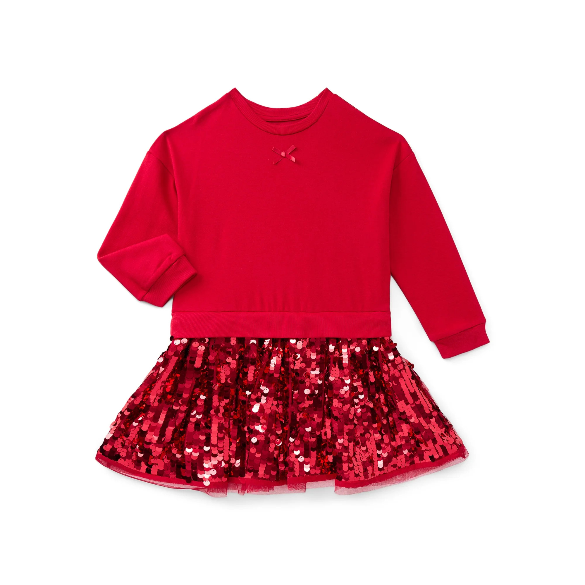 Wonder Nation Girls Sequin Skirt Sweatshirt Dress, Sizes 4-10 | Walmart (US)