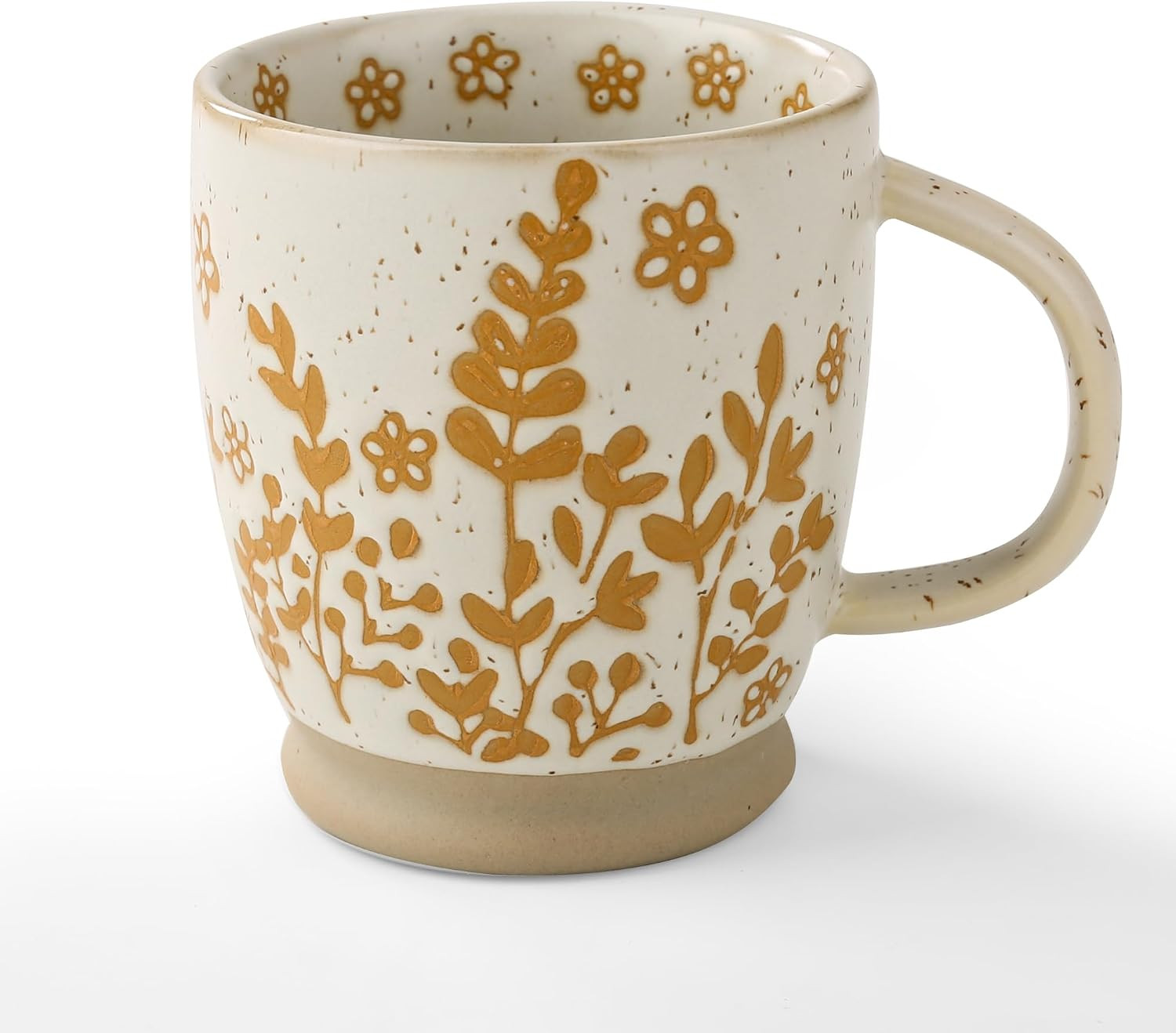 Ceramic Coffee Mug with Colorful Pattern, 18OZ Stoneware Coffee Mug with Large Handle, Tea Cup for Cappuccino, Cocoa, Latte, Tea, Microwave, Oven and Dishwasher Safe, Orange flower | Amazon (US)