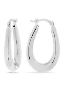 Sterling Silver Graduated Oval Puff Hoop Earrings | Belk