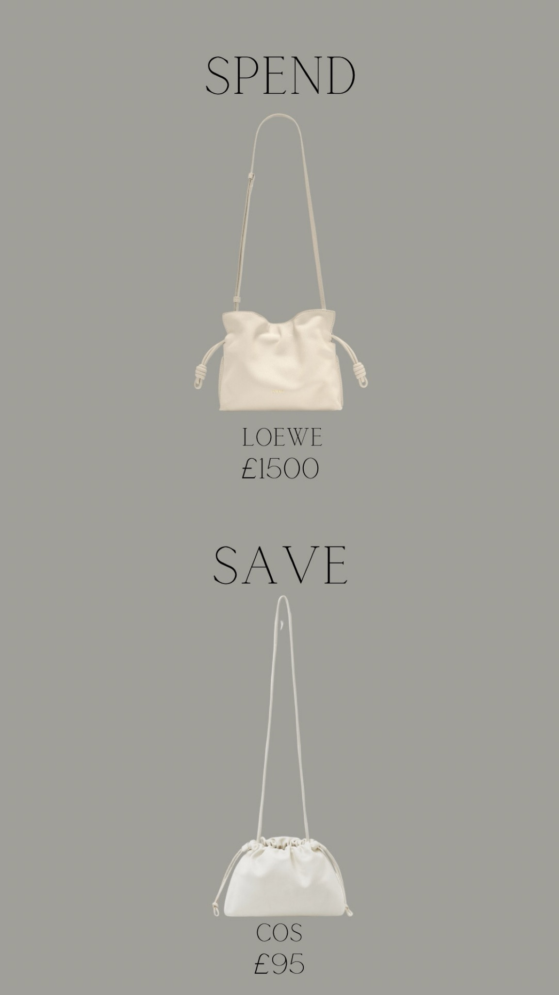 Spend or save
Loewe mini flamenco
Cos leather mini bag 