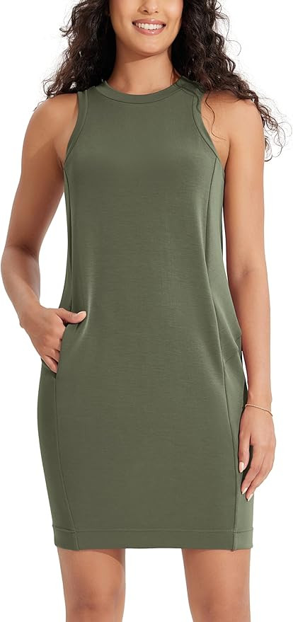 ODODOS Modal Soft Loose Tank Dress for Women Casual Sleeveless Sundress with Kangaroo Pocket Summ... | Amazon (US)