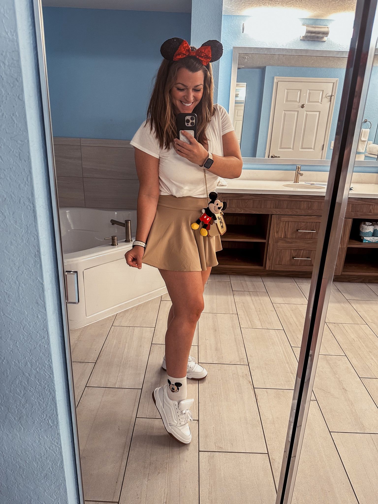 Disney Outfit! ❤️🖤
Top: M
Skirt: L (built in shorts!)
White sneakers, Mickey socks, athletic skirtts

#LTKStyleTip #LTKOver40 #LTKMidsize