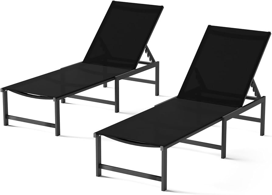 Chaise Lounge Chair Outdoor,Aluminum Patio Lounge Chairs Set of 2,Pool Lounge Chairs with 5 Adjus... | Amazon (US)