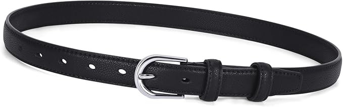 WERFORU Women Skinny Leather Belt Fashion Dress Jeans Belt with Single Prong Buckle | Amazon (US)