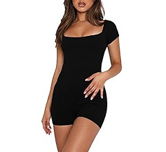 Snaked cat Y2k Long Sleeve One Piece Bodysuit V Neck Bodycon Floral Print Shorts Stretchy Pajama ... | Amazon (UK)